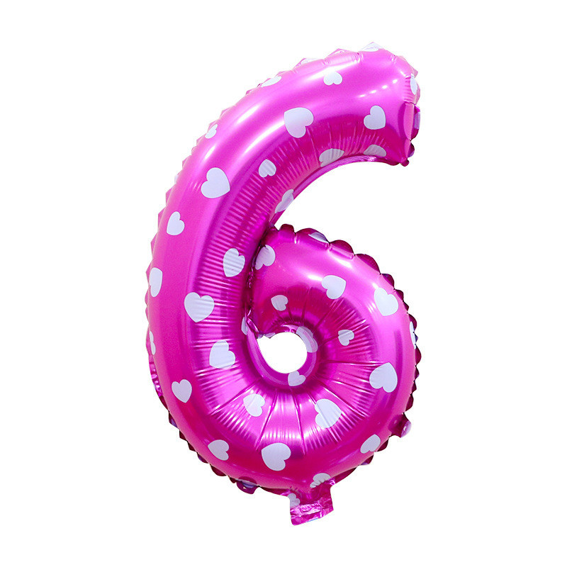 Шарик цифра 6 фольгированная с сердечками 32 дюйма розовый Киев - изображение 2
