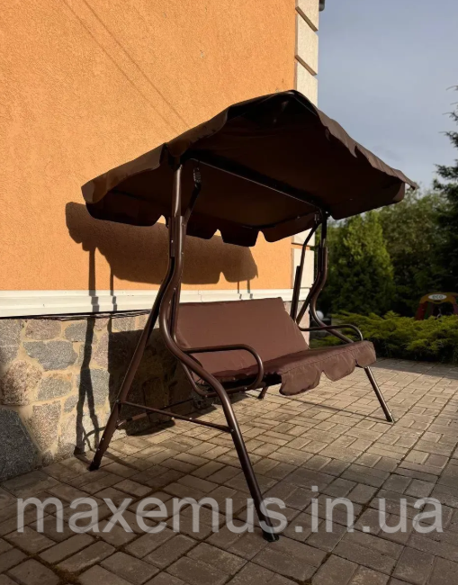 Садовые качели Bonro Relax для сада и дачи 3-х местная качели с навесом коричневая Мостиська - фото 12