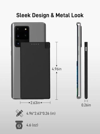 Повербанк Auskang Slim 5000 мА·ч со встроенным кабелем USB Type-C, ультратонкий, LED-индикатор Киев