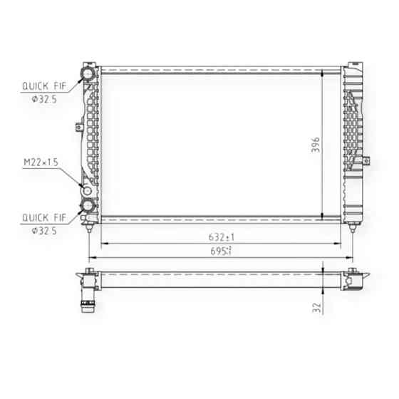 Радіатор охолодження двигуна автомобіль Ауді A6 C5, автомобіль Шкода Superb I, автомобіль Фольцваген Passat B5 1.6-1.8T,1.9TDI Мукачево