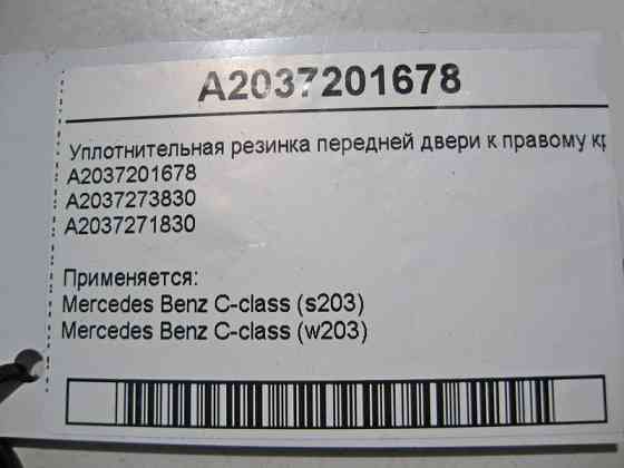 Mercedes-Benz  A2037201678 Ущільнювальна гумка передніх дверей до правого крила C-Class W203 Одеса
