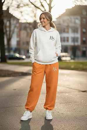 Теплый женский костюм тринитка на флисе Оранжевый 2XL-3XL Харьков