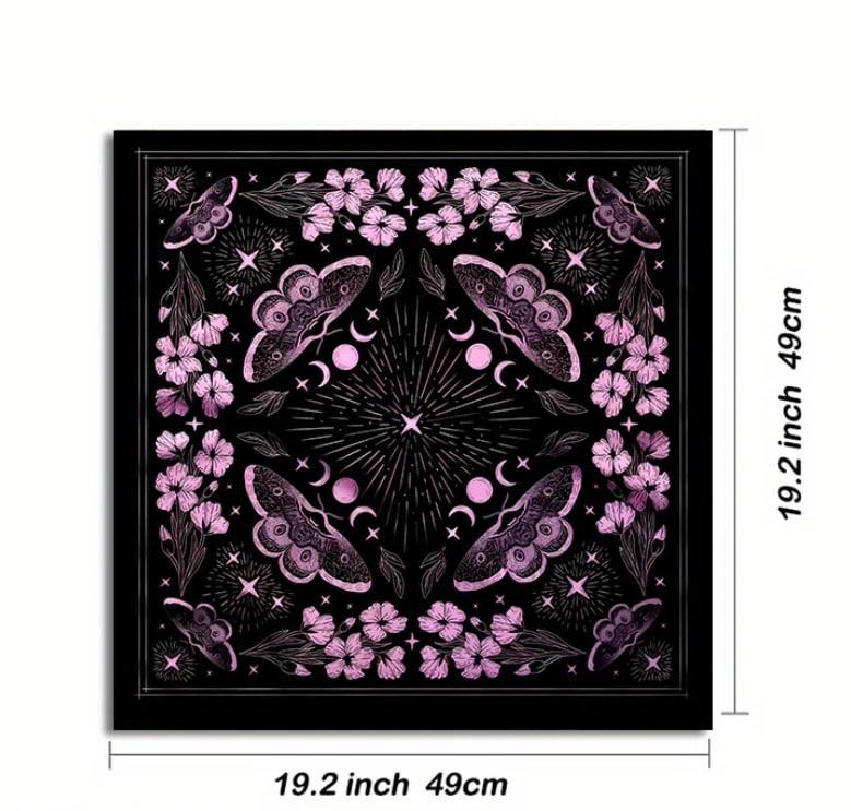 Алтарная скатерть с бабочкой и цветами для карт Таро и Рун. Скатерть для гадания 49*49 см. Киев - изображение 2