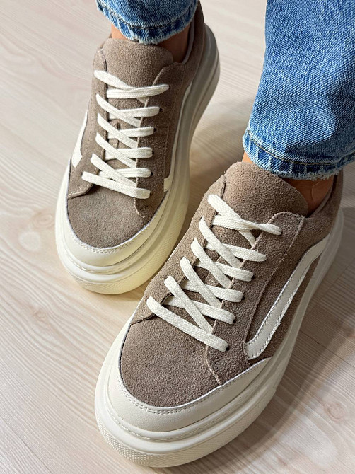 Кеды женские Hengji 707-8 замшевые на высокой платформе бежевые, 40, 25,5 см Киев - изображение 6