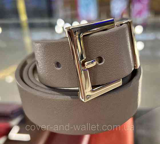 Темно-пудровый женский ремень из натуральной кожи с золотой пряжкой 30 мм PS Leather Киев