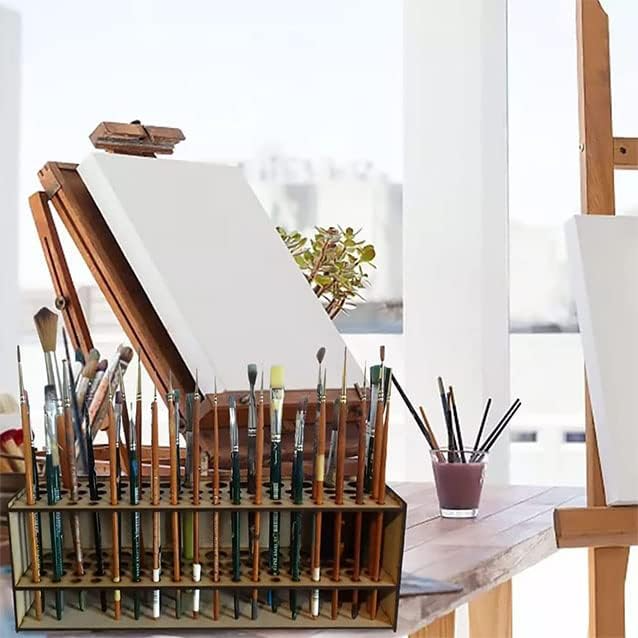 Тримач дерев'яний для пензлів, ручок, олівців. настільний, настінний органайзер для пензлів, 67 отворів Кам'янець-Подільський - фото 2