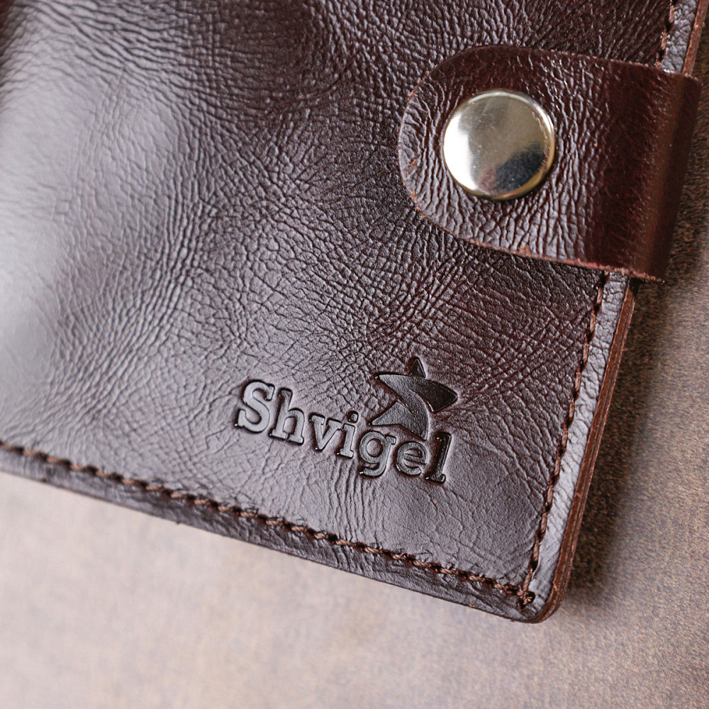 Стильне шкіряне портмоне для чоловіків Shvigel 16485 Коричневий Київ - фото 3