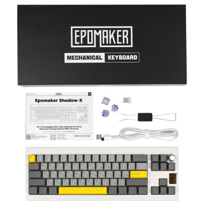 Клавиатура Epomaker Shadow-X 70 Wisteria Linear Switch Hot-Swap LCD Screen RGB Wireless/Bluetooth/USB UA White (SHX-W-WL) Винница - изображение 7