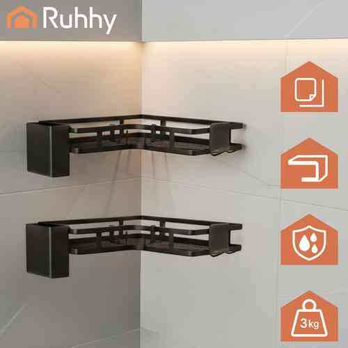Угловая полка для ванной комнаты набор из 2 шт Ruhhy (27092) Black Нововолынск