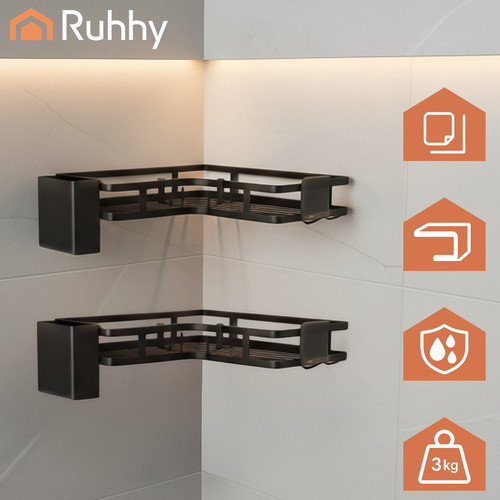 Угловая полка для ванной комнаты набор из 2 шт Ruhhy (27092) Black Нововолынск - изображение 6
