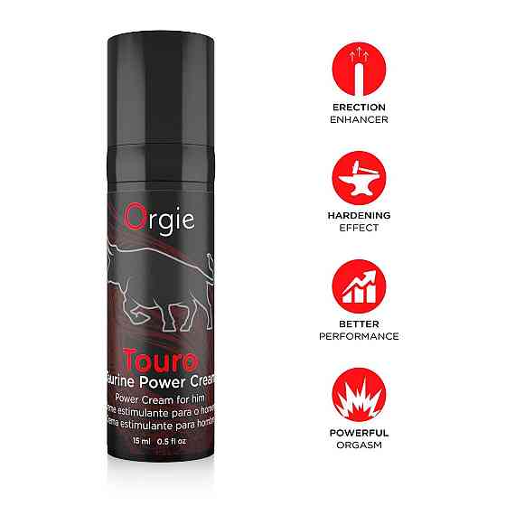 Крем для усиления эрекции Orgie Touro Power Cream, 15 мл, с таурином, гинкго и корнем женьшеня Sex Aura Киев