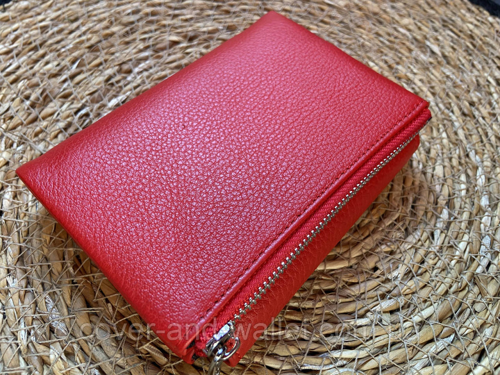 Компактный женский кожаный кошелек красного цвета на магнитах H Verde Киев - изображение 2