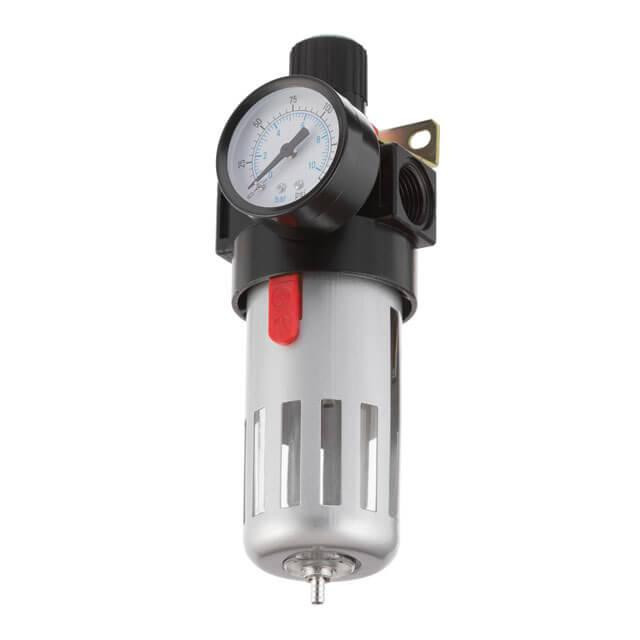 Фільтр для очищення повітря 1/2", 20 мкм, до 1200 л/хв, до 12 атм, металевий захист колби, регулятор тиску INTERTOOL PT-1410 Київ - фото 2