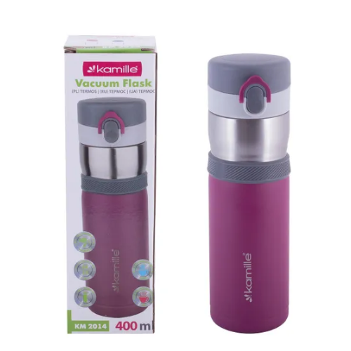 Термопляшка 400мл нержавіюча сталь (блакит/фіолет/помаранч/салат) KAMILLE 2014 Житомир - изображение 5