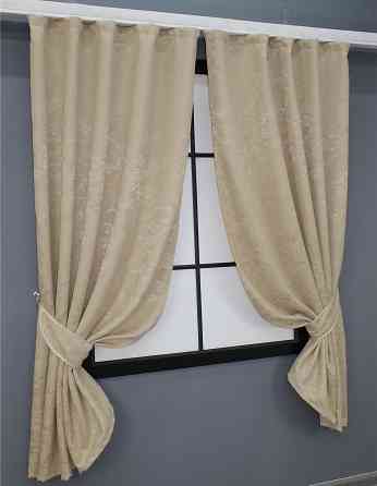 Комплект коротких штор VR-Textil Льон мармур Pavliani № 1170ш Бежевий 130х170 см 2 шт (35-0028) Київ