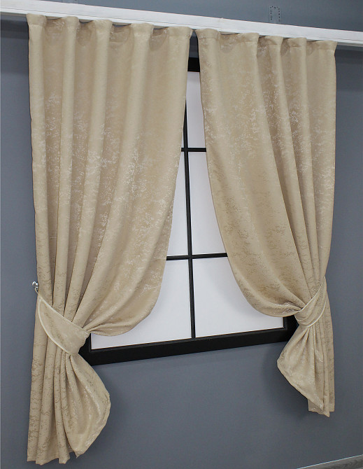 Комплект коротких штор VR-Textil Льон мармур Pavliani № 1170ш Бежевий 130х170 см 2 шт (35-0028) Київ - фото 2