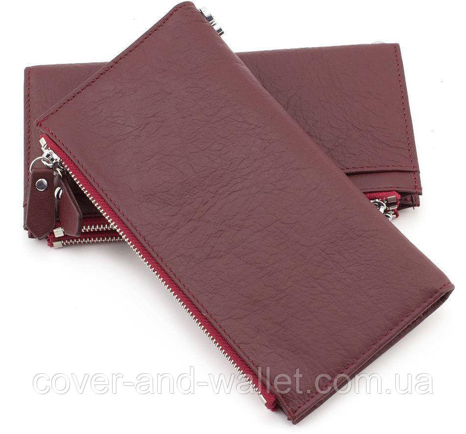 Стильний жіночий гаманець із ремінцем на руку та відділенням на блискавці бордового кольору ST Київ - фото 3
