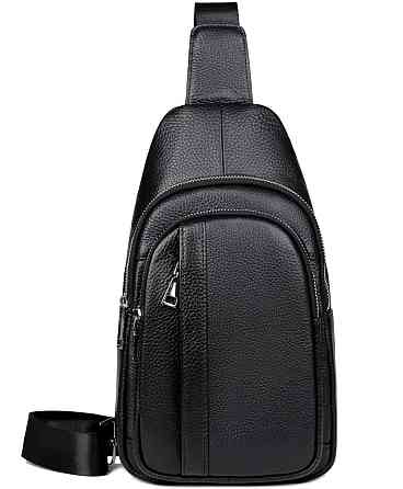 Шкіряна нагрудна чоловіча сумка слінг чорна TIDING BAG Київ