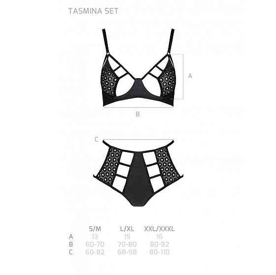 Розпродаж!!! Комплект з екошкіри Passion Tamaris Set black XXL/XXXL, бюстгальтер та трусики Sex Aura Київ