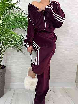 Женский стильный велюровый-плюшевый костюм двойка Бордо, 46/48 Одесса