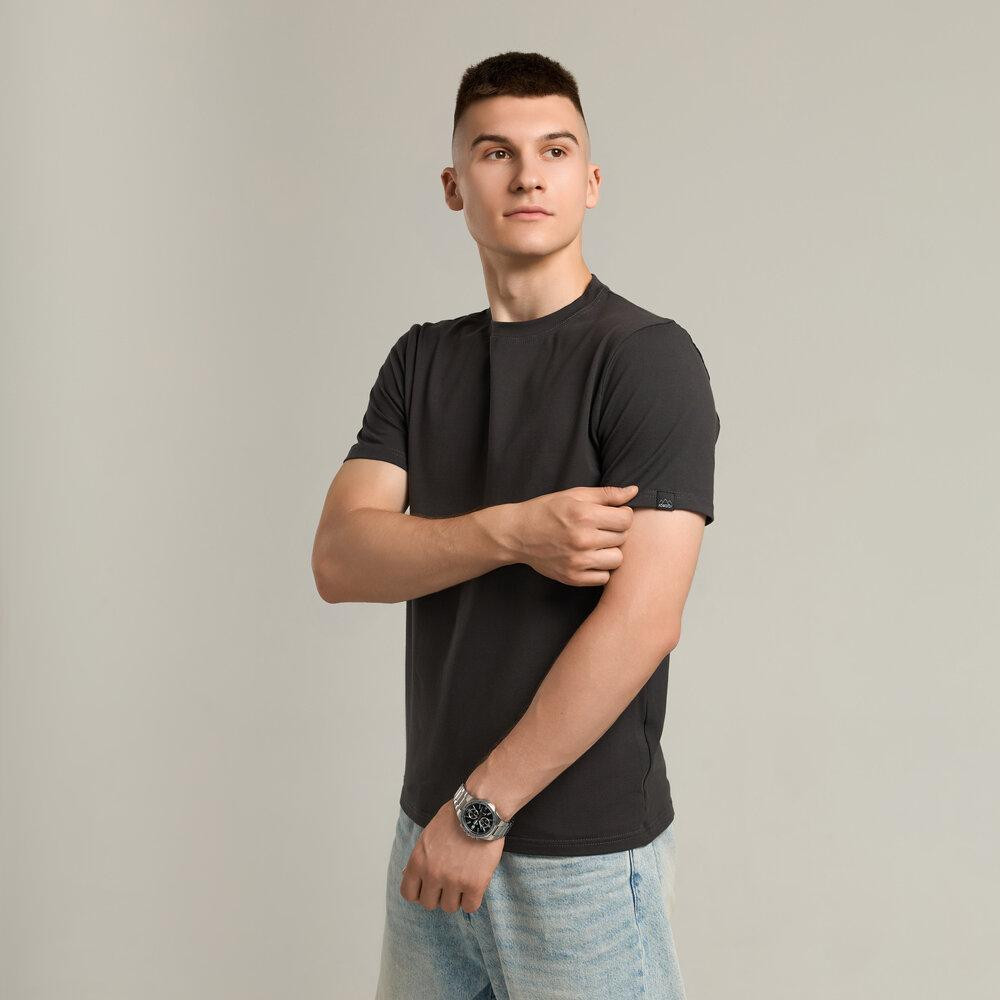 Чоловіча футболка Pobedov Peremoga однотонна літня бавовняна темно-сіра Одеса - фото 3