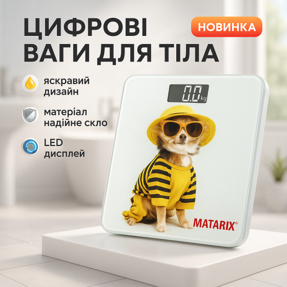 Весы для тела для фитнеса MATARIX, Напольные электронные весы с автоматическим выключением PA-49 Львов
