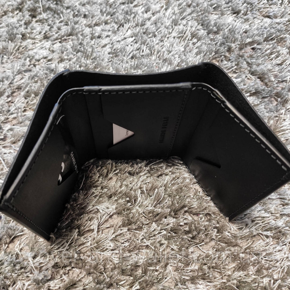 Маленький шкіряний гаманець чорного кольору на магнітах Grande Pelle Київ - фото 6