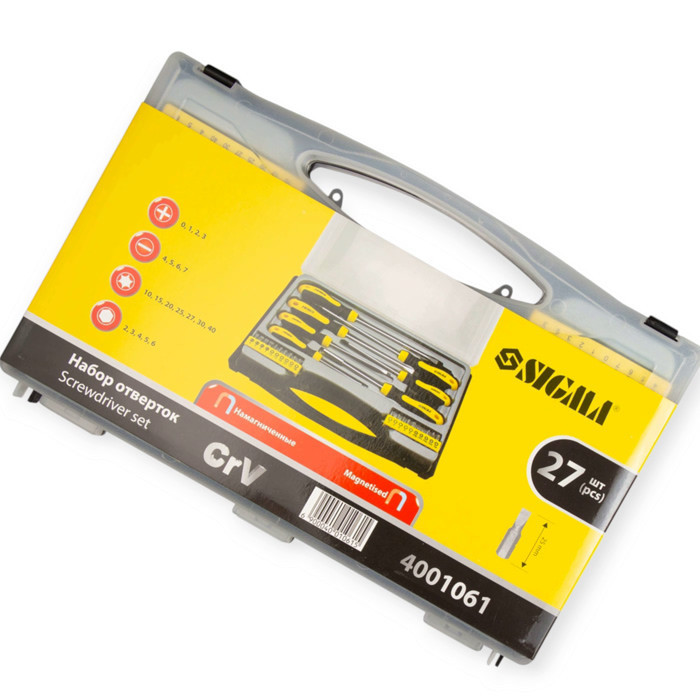 Набор отверток 7 шт магнитные - шлиц 3,4,6,6мм; крест 5,6мм + 20 бит (кейс) Мукачево - изображение 5