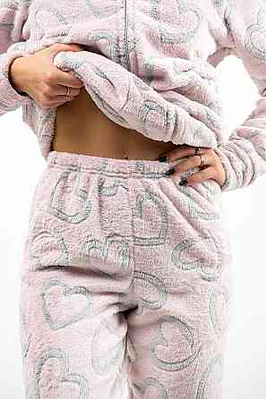 Домашний теплый костюм (пижама) женский розовый 