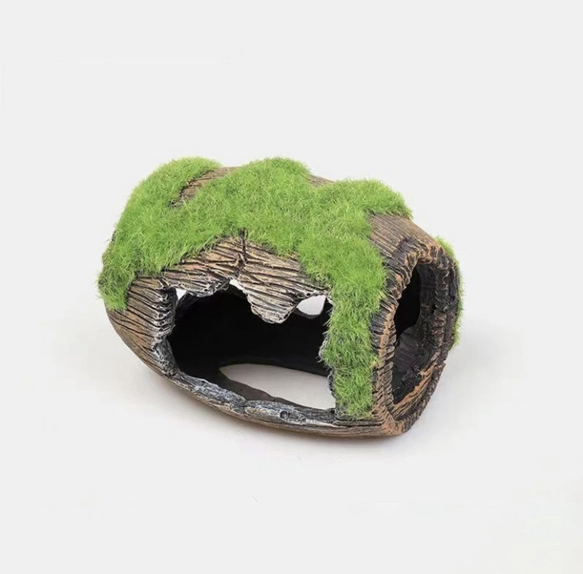 Декор для акваріума "Затонувший бочка з мохом" - розмір 12 на 10 см, смола, акваріумний декор коричневий Київ - фото 7