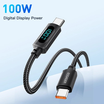 Дата кабель USB-C to USB-C 1.0m 100W LED black Essager (EXCTT1-XY01-P) Вінниця - фото 2
