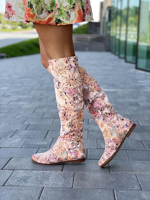 Nivelle Чоботи жіночі NIVELLE примула пудра натуральна шкіра висота 47см обхват 34-35см розмір Коломия - фото 1