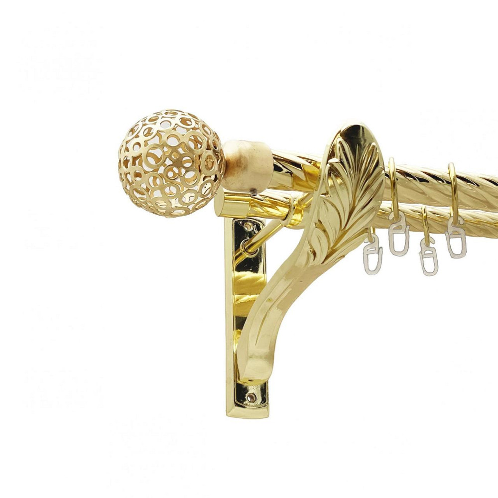 Карниз Orvit Савона металевий дворядний ретро скручена труба кільце металеве Золото 25\19 мм 300 см Львов - изображение 1