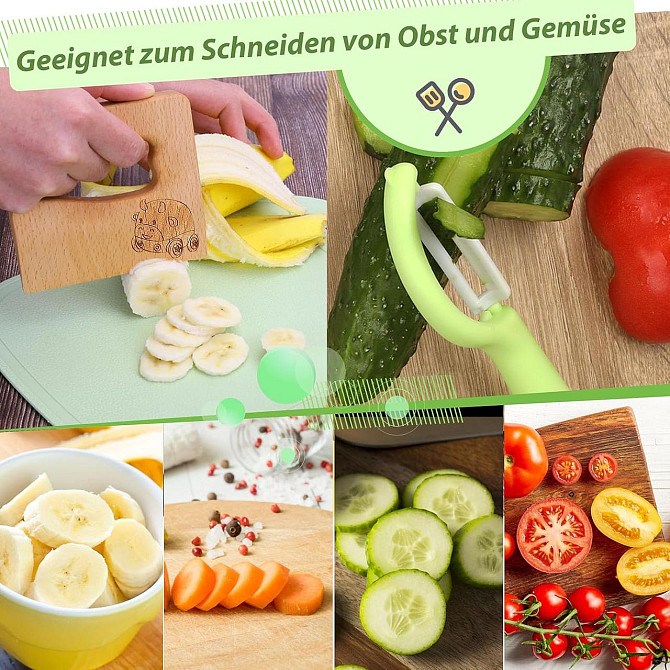 Ніж дитячий дерев’яний кухонний і овочечистка Goodchef, безпечний набір 2 шт, кулінарний кухонний ін Київ - фото 2