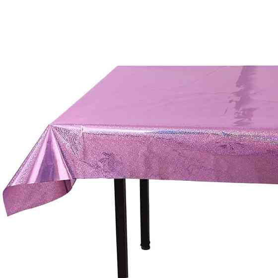Скатерть клеенка из фольги с голограммой 270 на 100 см розовый Киев