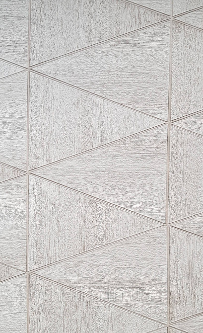Шпалери вінілові на флізеліні Marburg Travertino 1.06х10 фігури трикутники смуги структурні бежеві 3д Київ - фото 2