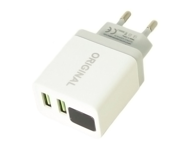 Зарядний пристрій адаптер 220В CX QC03 5740 з 2 USB і LED дисплеєм Винница - изображение 1