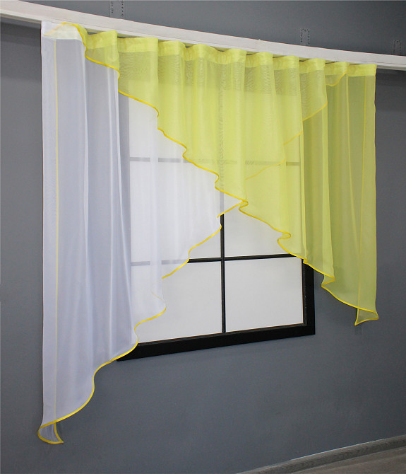 Кухонная занавеска VR-Textil № 053к желтый с белым 280х170 см (52-1060) Киев - изображение 2