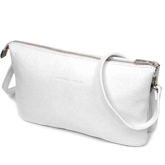 Стильний жіночий клатч із натуральної шкіри Білий (GRANDE PELLE) Київ