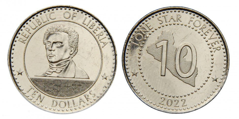 Либерия 10 долларов 2022 UNC Полтава - фото 1