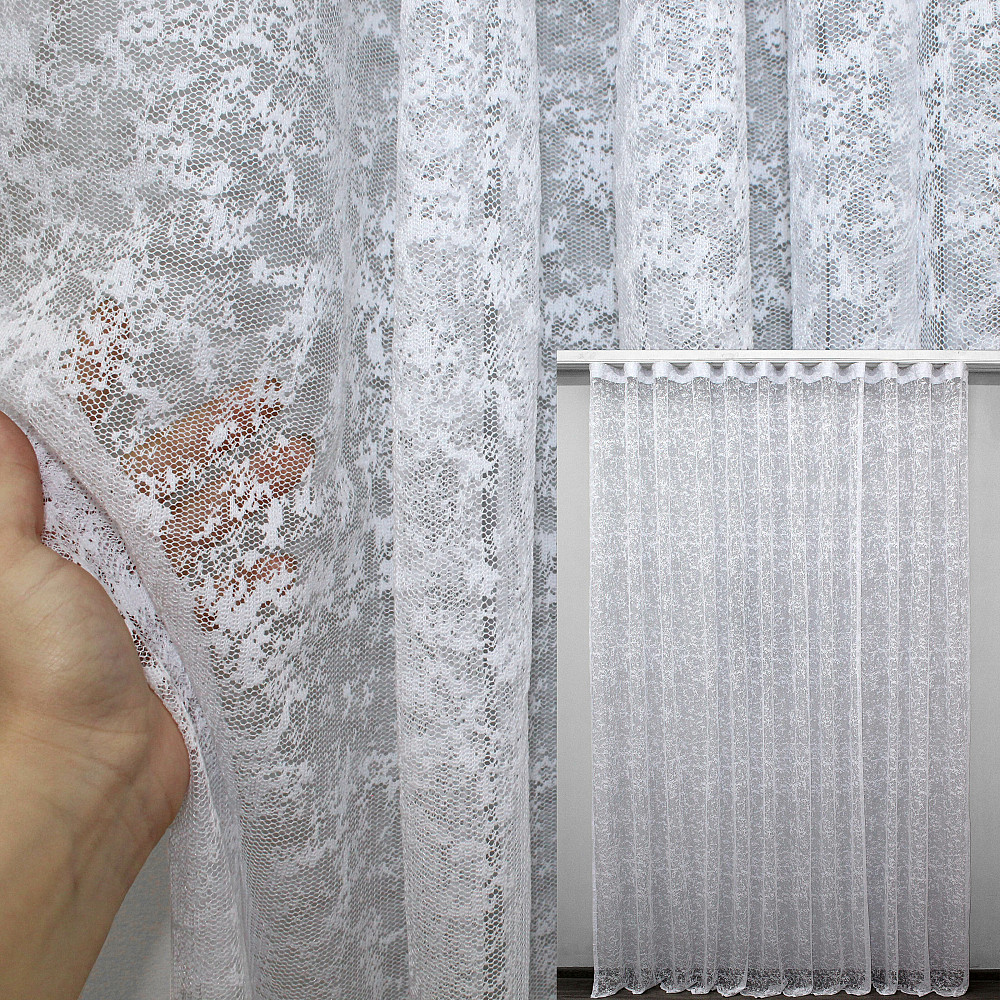 Тюль VR-Textil 702т Мармур Al-2 Жакард Білий 400х270 см (40-516) Київ - фото 1