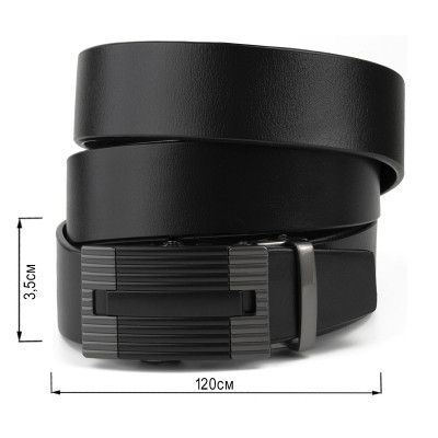 Ремень Vintage Мужской с линейной пряжкой Черный (20290) Винница - изображение 3