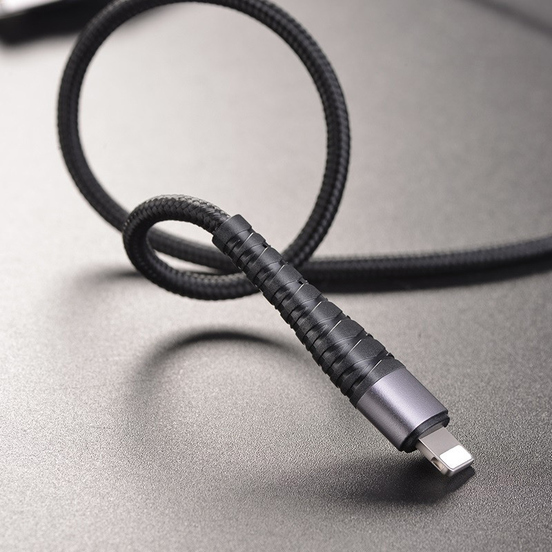 Кабель BOROFONE BX32 USB to iP 2.4A, 1m, nylon, aluminum+TPE connectors, Black Київ - фото 8