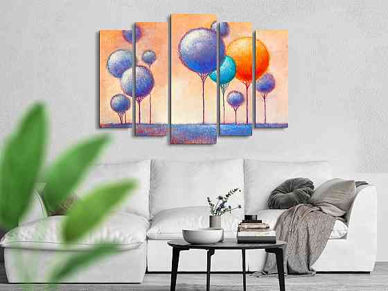 Модульна картина у вітальню / спальню Абстракція барвистий ліс Art-459_5 ( 80х118см ) Київ