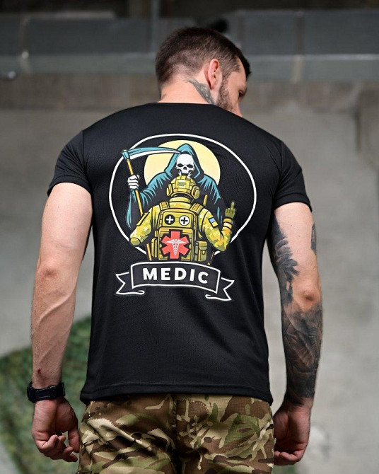 Тактична потовідвідна футболка Medic black РП7346 Одеса - фото 4