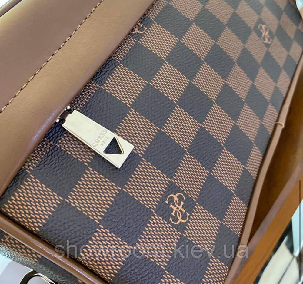 Мужская удобная сумка на плечо Guess (7514) коричневая Киев - изображение 5