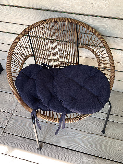 Подушка для стільців (38x38х5 см) кругла Decorator Мальмо колір темно-синій 84-044 Київ - фото 5