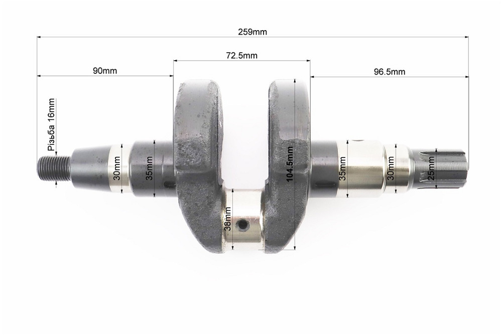 Колінвал 178FA ZUBR (Dшийки-38mm, H-104,5mm) під шліц Киев - изображение 2