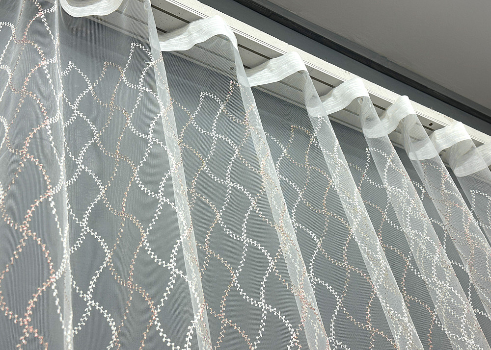 Тюль фатин с вышивкой и люрексом Цвет молочный с пудровым 1840т Киев - изображение 5