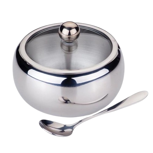 Цукорниця з ложкою та скляною кришкою 460мл d11см/h9см нержавіюча сталь MR-1696 Maestro Житомир - изображение 1